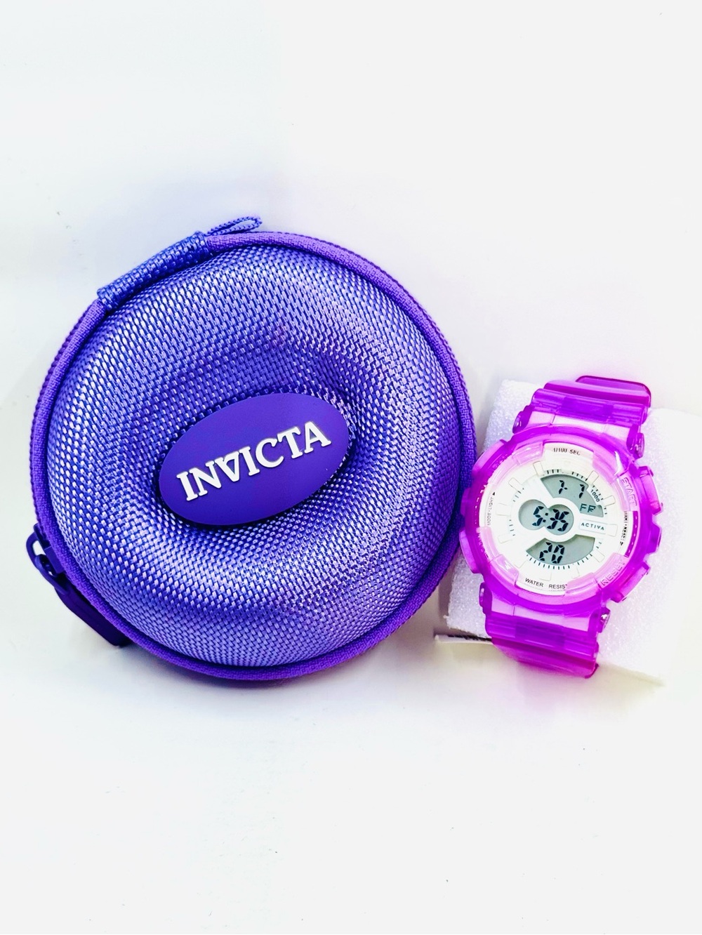 Invicta X Activa Purple Silicon Band Digital Sport Watch With Travel Case NWT